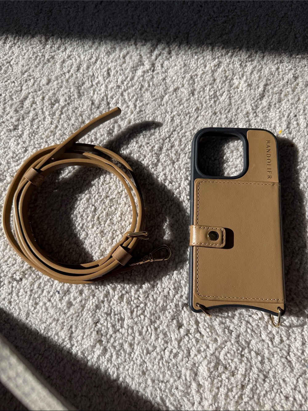 Bandolier Mila MagSafe Tan Leather Crossbody iPhone 16 Pro Phone Case